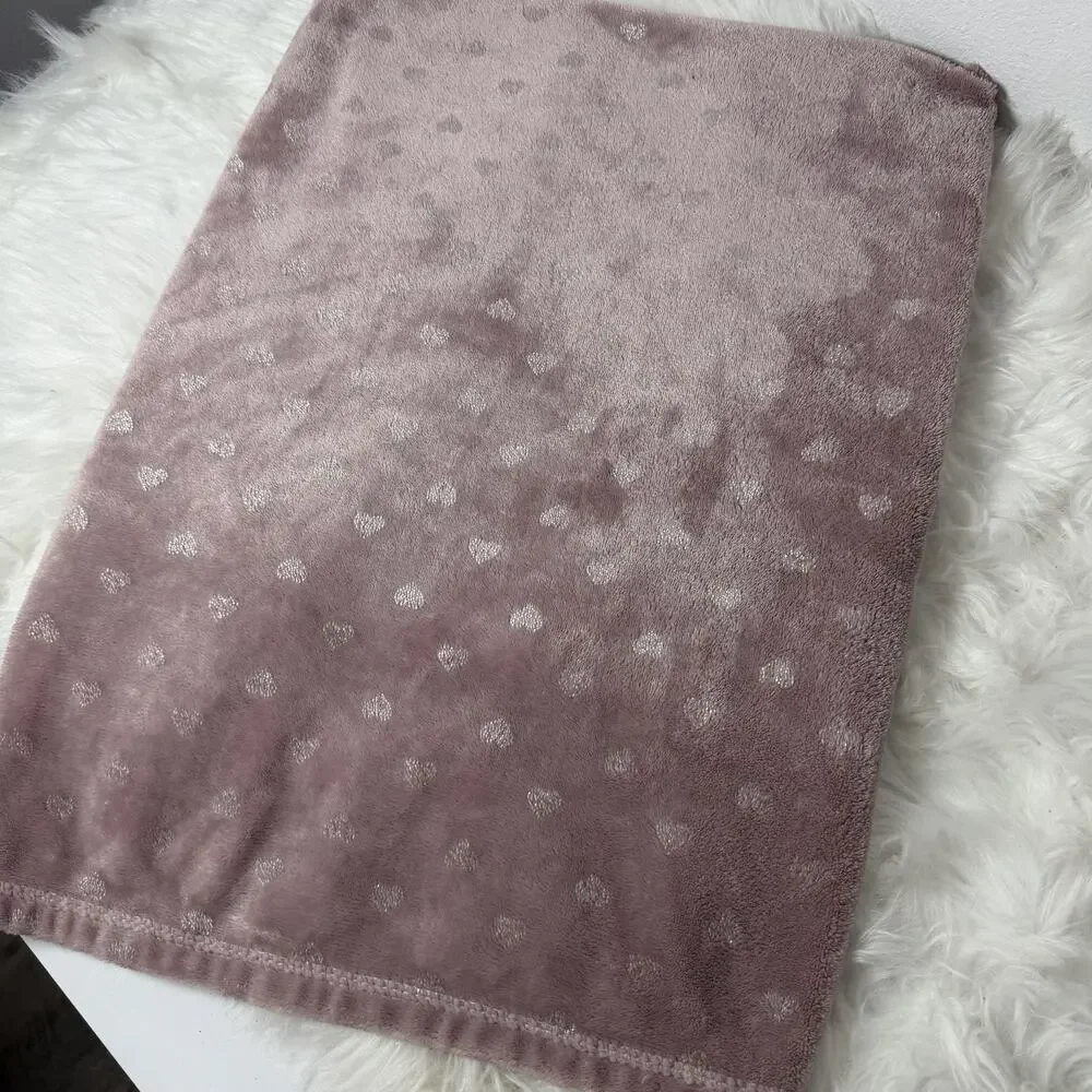 Adirondack Baby Blanket Silver Hearts Rose Pink Security 30